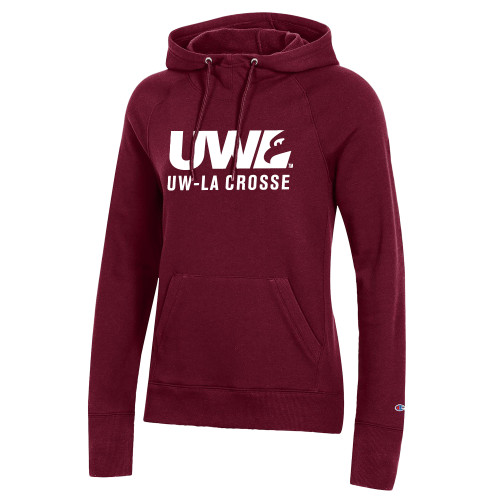  Champion Womens Maroon Pull Over Hood - UW La Crosse Spirit Mark