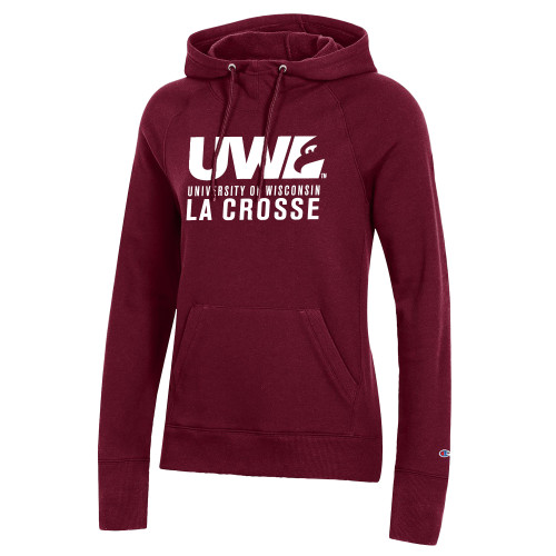  Champion Womens Maroon Pull Over Hood - UWL University Name Spirit Mark