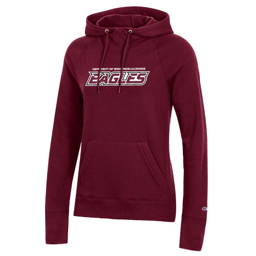  Champion Womens Maroon Pull Over Hood - UWL Eagles