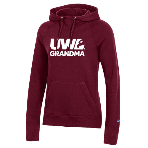  Champion Womens Maroon Pull Over Hood - UWL Grandma