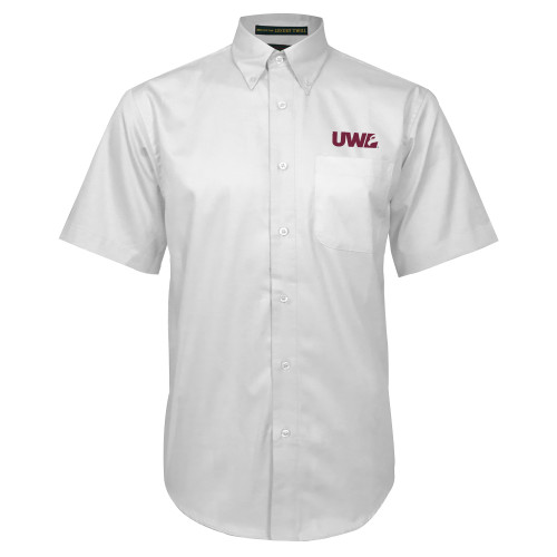  White Twill Button Down Short Sleeve - UWL Spirit Mark
