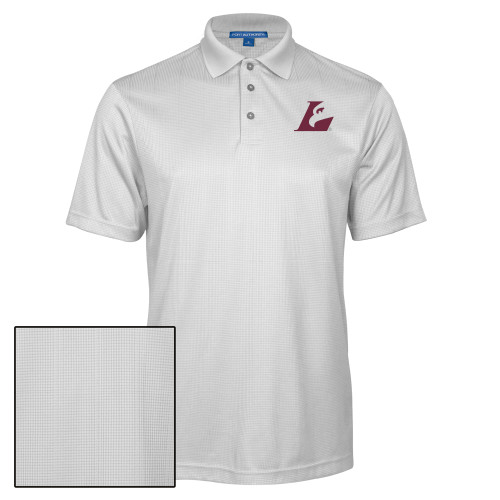  White Performance Fine Jacquard Polo - Eagle L EMB