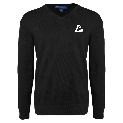  Black VNeck Sweater - Eagle L EMB