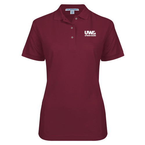  Womens Silk Touch Maroon Pique Polo - Upward Bound