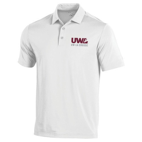  Under Armour White Performance Polo - UW La Crosse Spirit Mark