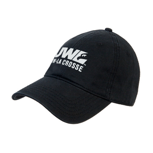  Black Unstructured Adjustable Low Profile Hat - UW La Crosse Spirit Mark