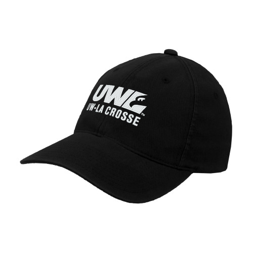  Black Flexfit Structured Low Profile Hat - UW La Crosse Spirit Mark