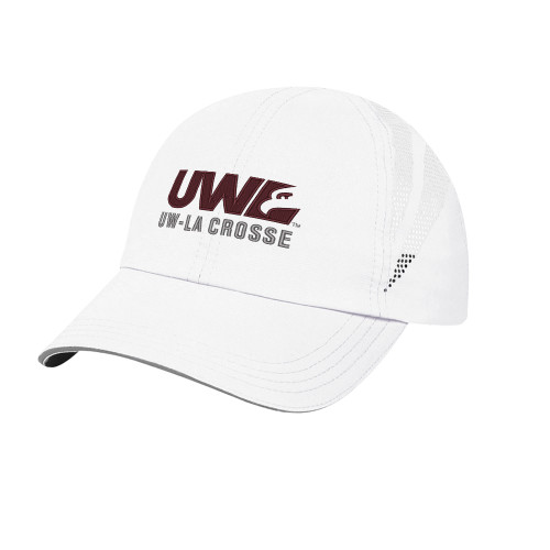  Womens White Performance Cap - UW La Crosse Spirit Mark