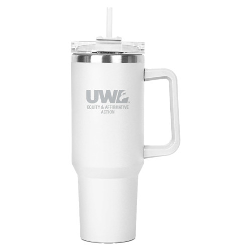  Hippo White Mug & Straw Lid with Twist Closure 40 oz - Equity and Affirmative Action Engraved