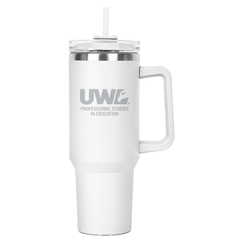  Hippo White Mug & Straw Lid with Twist Closure 40 oz - UWL Professional Studies in Education Engraved