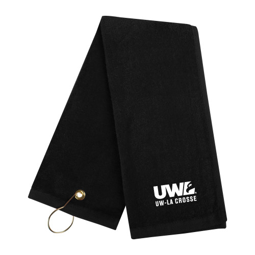  Black Golf Towel - UW La Crosse Spirit Mark