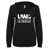 Thumbnail image for  ENZA Womens Black V Notch Raw Edge Fleece Hoodie