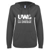 Thumbnail image for  ENZA Womens Dark Heather V Notch Raw Edge Fleece Hoodie