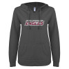Thumbnail image for  ENZA Womens Dark Heather V Notch Raw Edge Fleece Hoodie