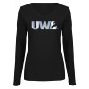 Thumbnail image for  Womens Black Long Sleeve V Neck Tee 