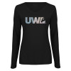 Thumbnail image for  Womens Black Long Sleeve V Neck Tee 