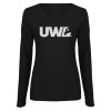 Thumbnail image for  Womens Black Long Sleeve V Neck Tee 
