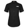 Thumbnail image for  Womens Black Twill Button Up Short Sleeve