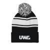Thumbnail image for  Black/White Two Tone Knit Pom Beanie w/Cuff