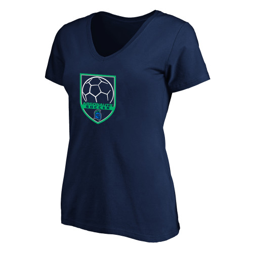 Womens Plus Navy V Neck T Shirt - UWF Soccer Design