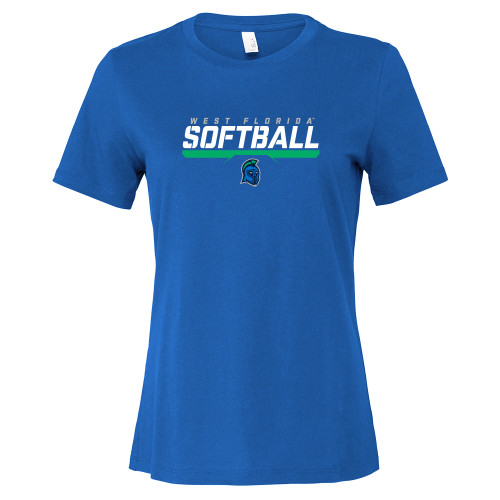  Bella + Canvas Womens Royal Relaxed Cotton T Shirt - UWF Softball Design