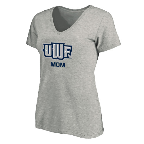  Womens Plus Heather Grey V Neck T Shirt - UWF Mom