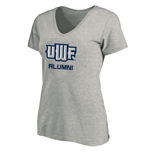  Womens Plus Heather Grey V Neck T Shirt - UWF Alumni