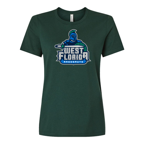  Bella + Canvas Womens Forest Green Relaxed Cotton T Shirt - West Florida Argonauts