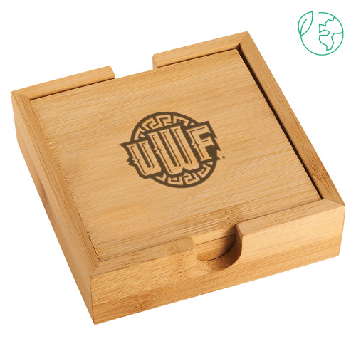 Bamboo Coaster Set - UWF Shield Engraved