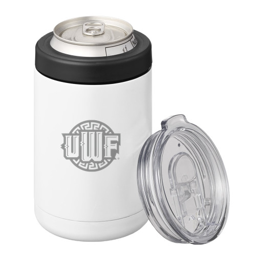  2 in 1 White Can Cooler Tumbler 12oz - UWF Shield Engraved