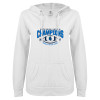 Thumbnail image for  ENZA Womens White V Notch Raw Edge Fleece Hoodie