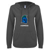 Thumbnail image for  ENZA Womens Dark Heather V Notch Raw Edge Fleece Hoodie