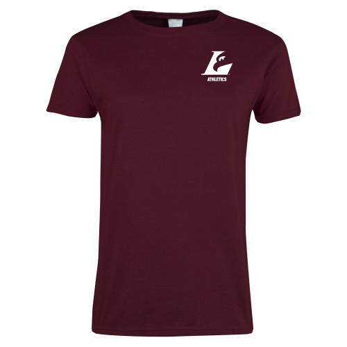  Womens Maroon Short Sleeve Tee - Eagle L Athletics