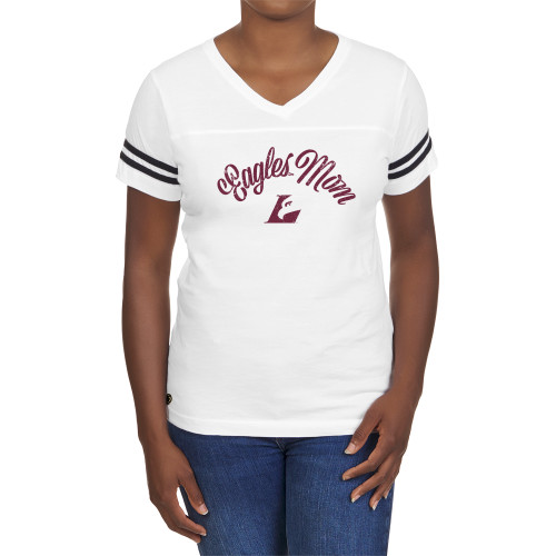  Fall Rush Ladies White 60/40 Football Tee - Eagles Mom distressed