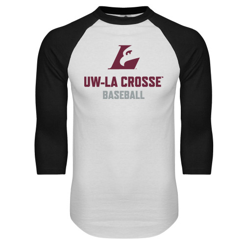  White/Black Raglan Baseball T Shirt - UWL Baseball