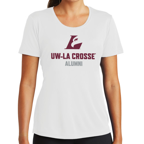  Womens White Performance Tee - UWL Alumni