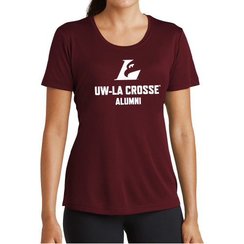  Womens Maroon Performance Short Sleeve Tee - UWL Alumni