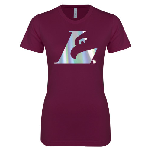  Next Level Womens Maroon Boyfriend Tee - C - Silver Foil