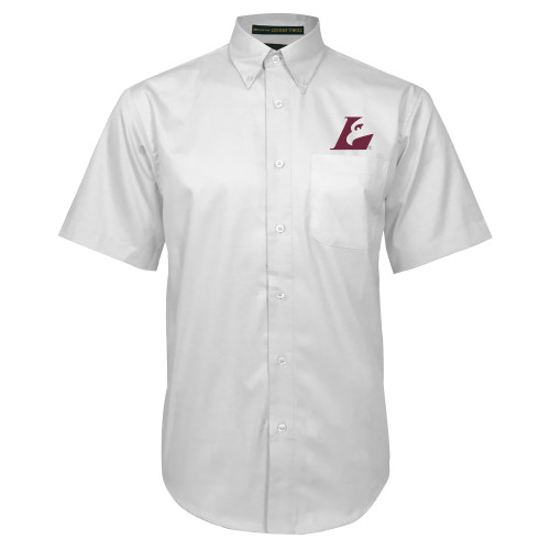  White Twill Button Down Short Sleeve - Eagle L EMB
