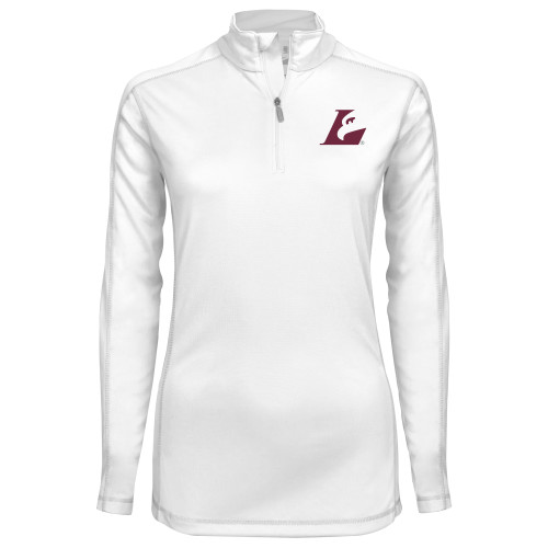  Syntrel Womens White Interlock 1/4 Zip - Eagle L EMB