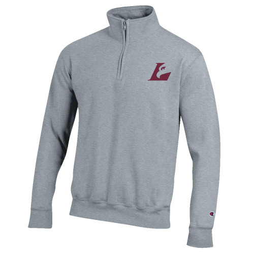  Champion Heather Grey Fleece 1/4 Zip - Eagle L EMB