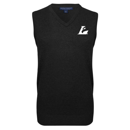  Black VNeck Sweater Vest - Eagle L EMB