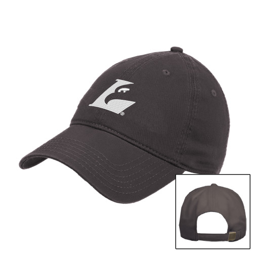  Charcoal Unstructured Adjustable Low Profile Hat - Eagle L EMB