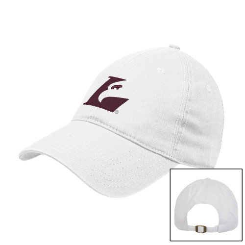  White Unstructured Adjustable Low Profile Hat - Eagle L EMB