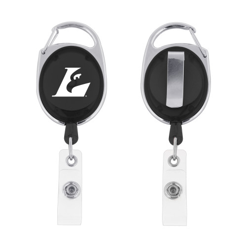  Black Oval Retractable Badge Holder w/Clip - Eagle L