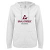 Thumbnail image for  ENZA Womens White V Notch Raw Edge Fleece Hoodie