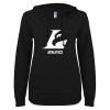Thumbnail image for  ENZA Womens Black V Notch Raw Edge Fleece Hoodie