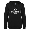 Thumbnail image for  ENZA Womens Black V Notch Raw Edge Fleece Hoodie