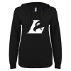 Thumbnail image for  ENZA Womens Black V Notch Raw Edge Fleece Hoodie
