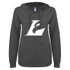 Thumbnail image for  ENZA Womens Dark Heather V Notch Raw Edge Fleece Hoodie